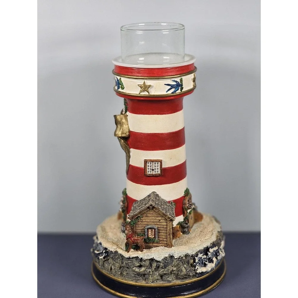 Danbury Mint Lighthouse Candle Holder Holiday Decor w COA